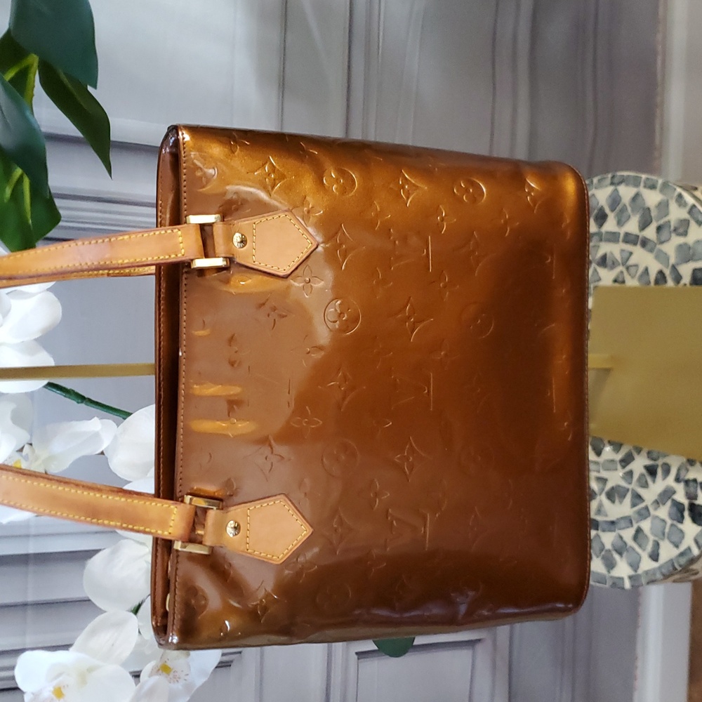 Louis Vuitton Brown Houston Vernis Leather monogram Tote Bag gold hardware LV - Picture 12 of 17